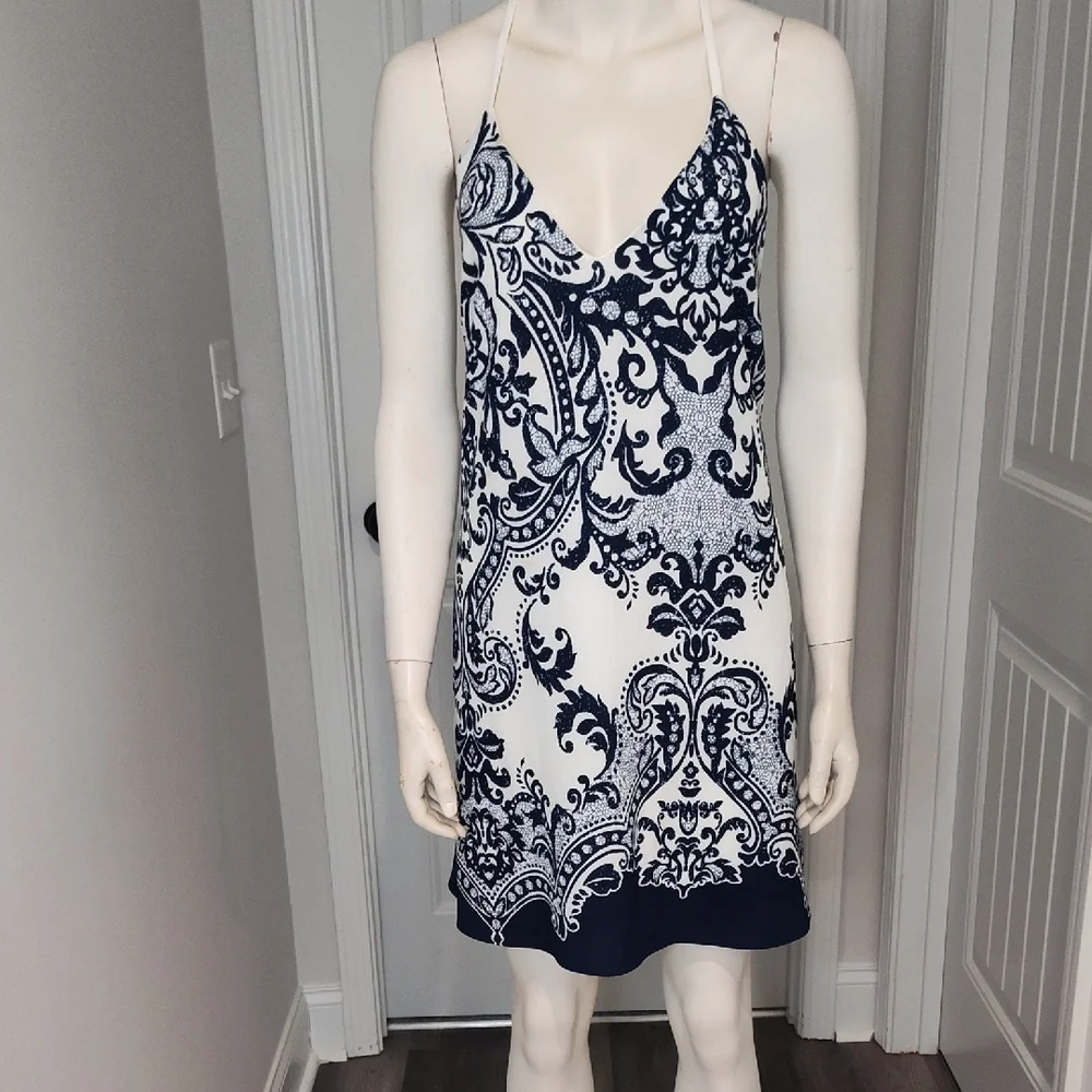 Elegant Navy and White Dress